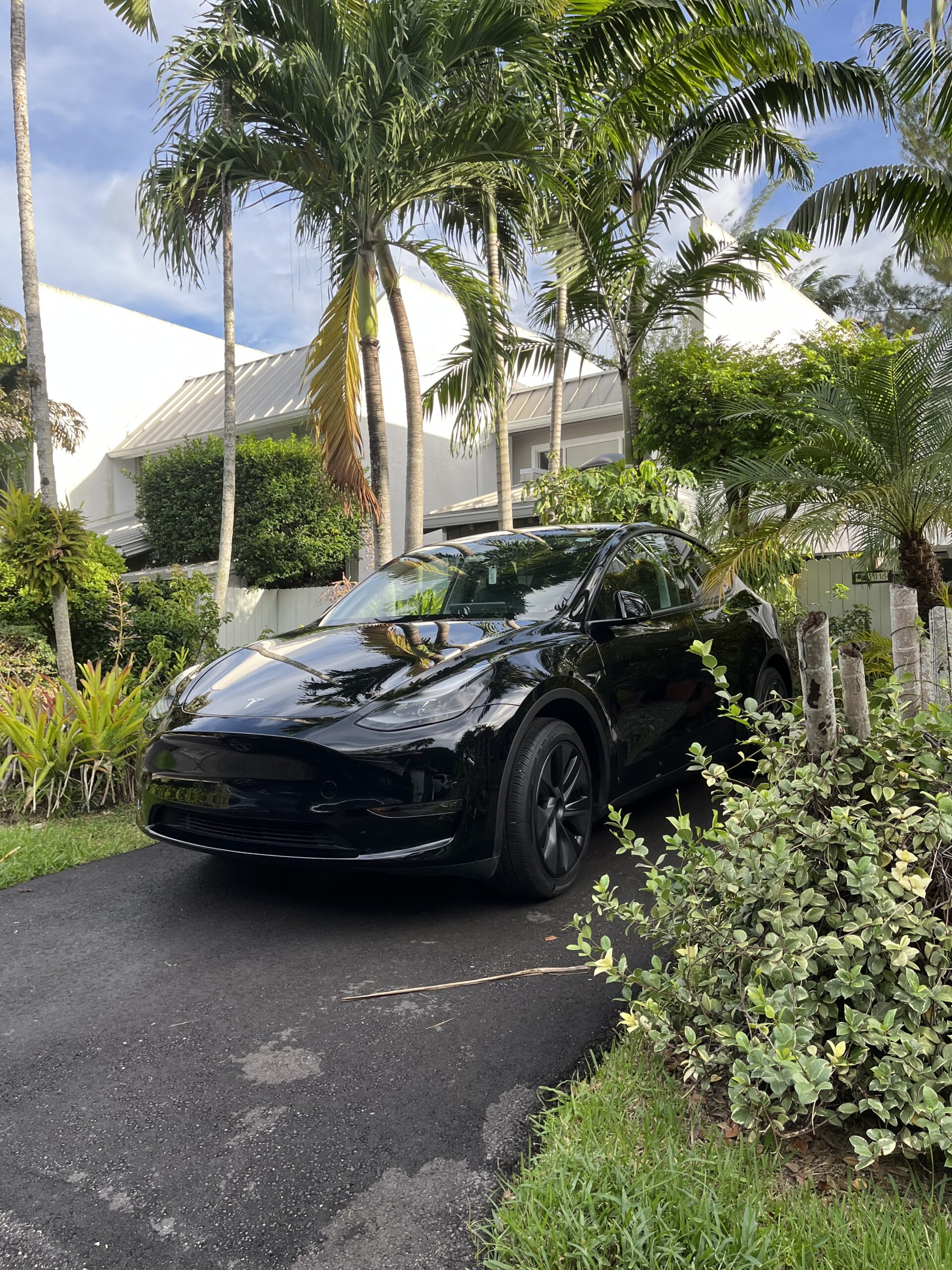 Black Tesla after full exterior detail by S Class Auto Aesthetics at client home in South Florida
